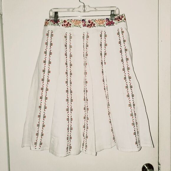 Peter Martin Lined Floral Embroidered Skirt - Picture 1 of 7